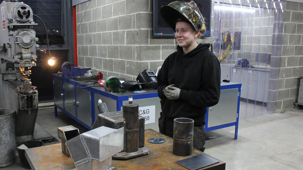 Engineering student smiling 