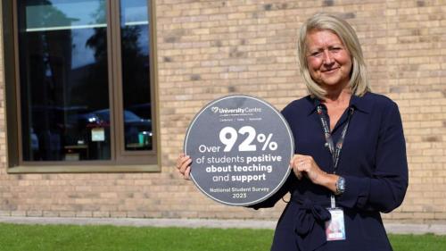 Sam Wright with the National Student Survey results 