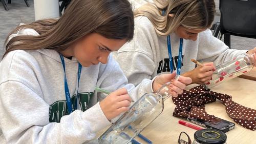 Students taking part in upcyling workshop